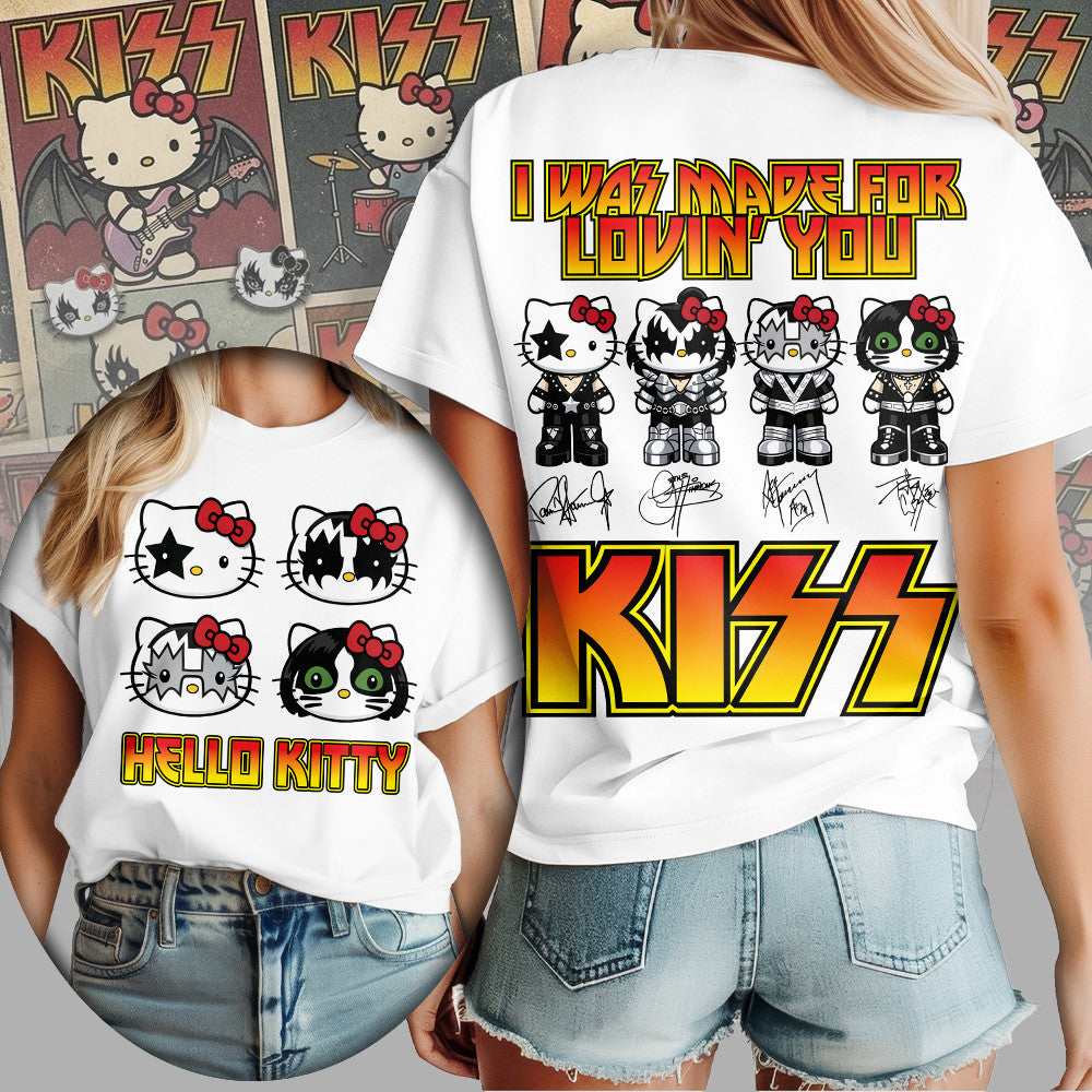 Premium Hello Kitty x Kiss Band Women Shirt TD