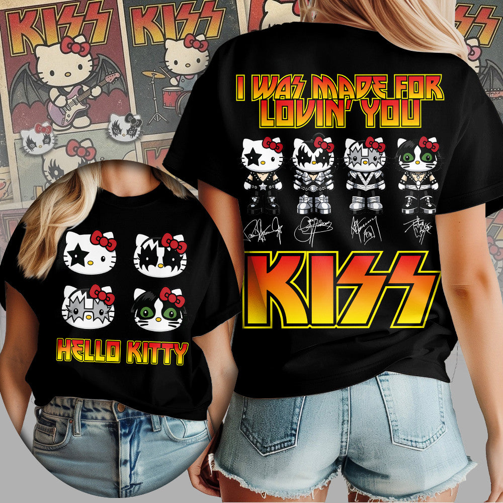 Premium Hello Kitty x Kiss Band Women Shirt TD
