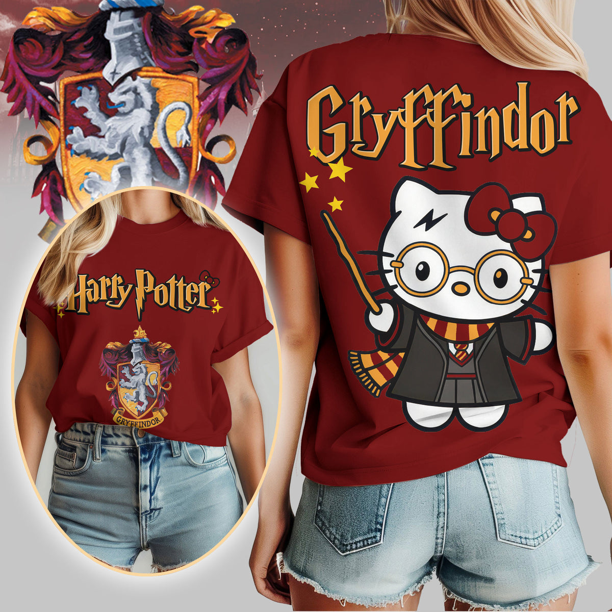 Premium Hello Kitty x Harry Potter Women Shirt TD