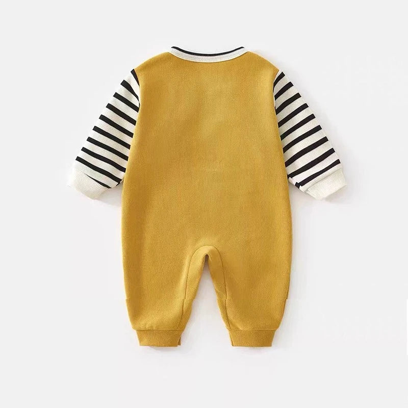 Newborn Baby Jumpsuit Clothing for Autumn Boys Girls Cute Animal Print Romper Soft Comfortable Patchwork Jumpsuit Outerwear