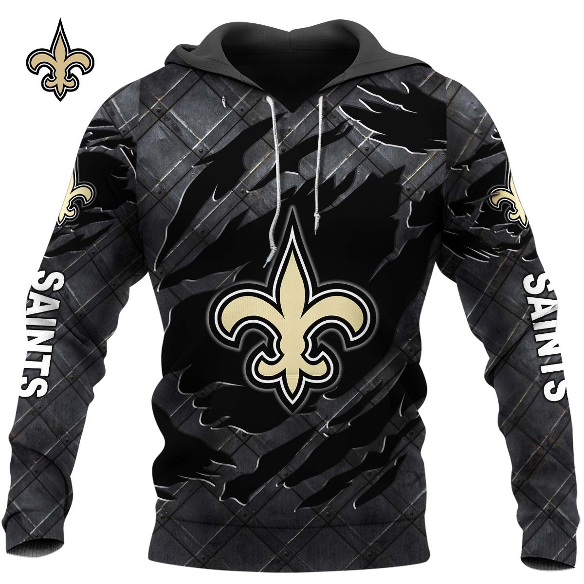 New Orleans Saints Black Metal Design Shirt
