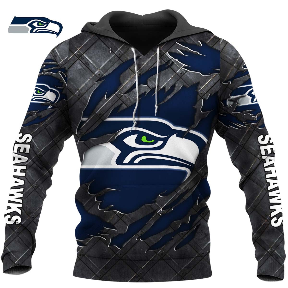 Seattle Seahawks Black Metal Design Shirt
