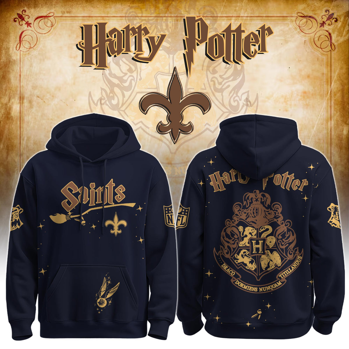 Unisex NO Saints x Hogwarts Enchanted Crossover Hoodie