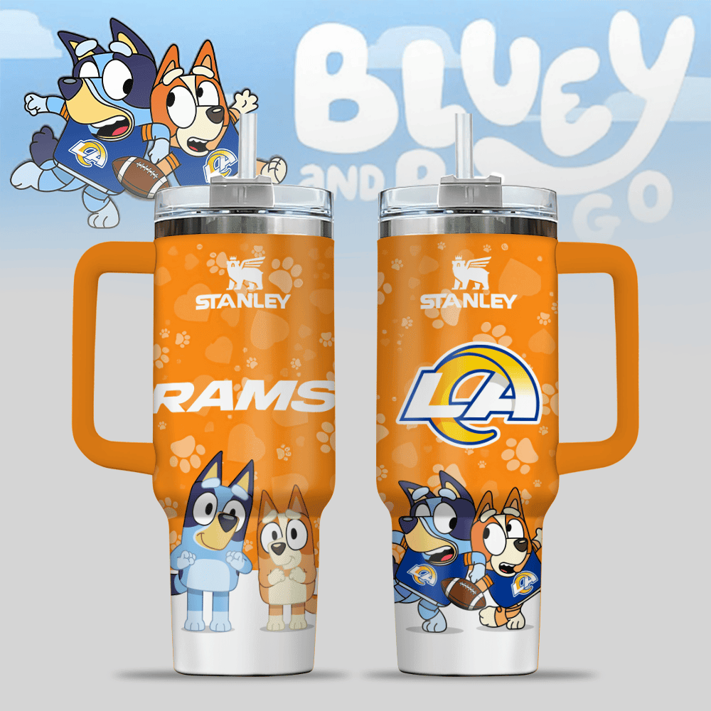 Los Angeles Rams NFL x Bluey Custom Stanley Cup 40 oz 30 oz Tumbler With Handle